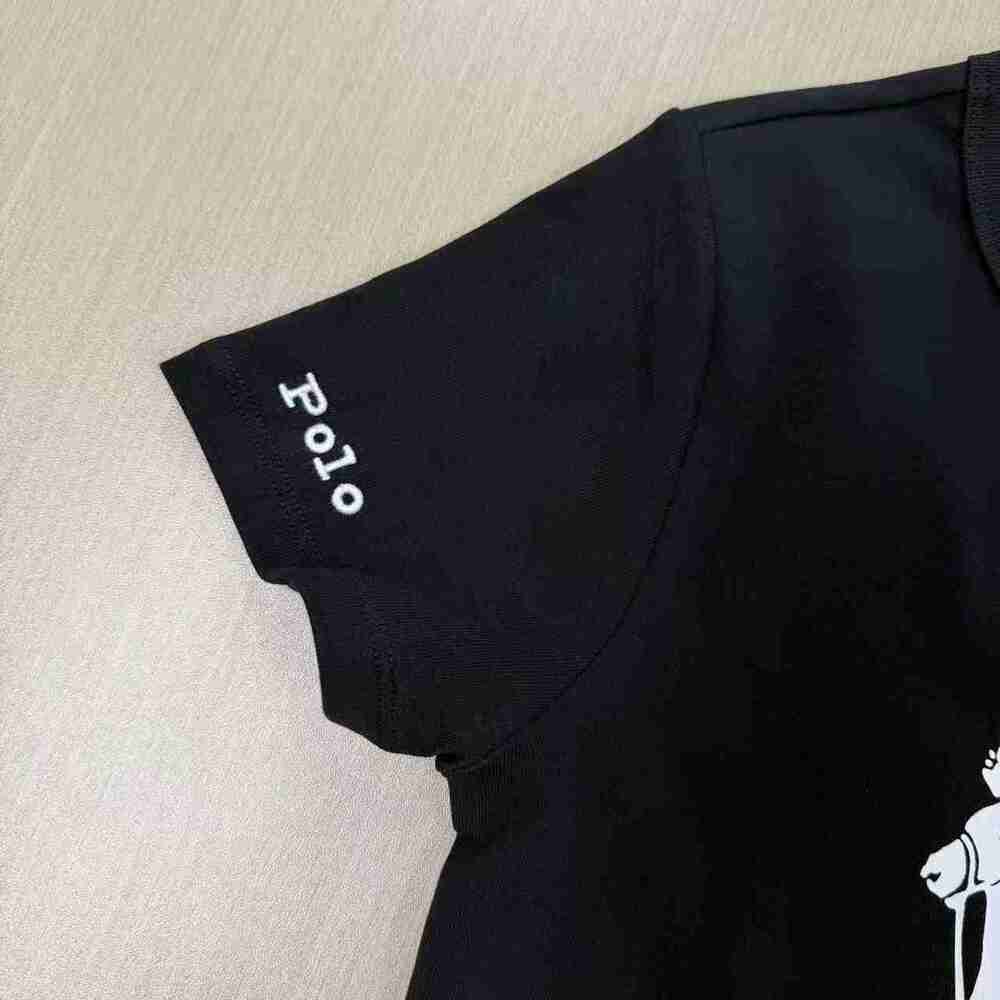 ✅Polo Ralph Lauren Large White Pony Logo Black Crew Neck Tee - Picture 5 of 6